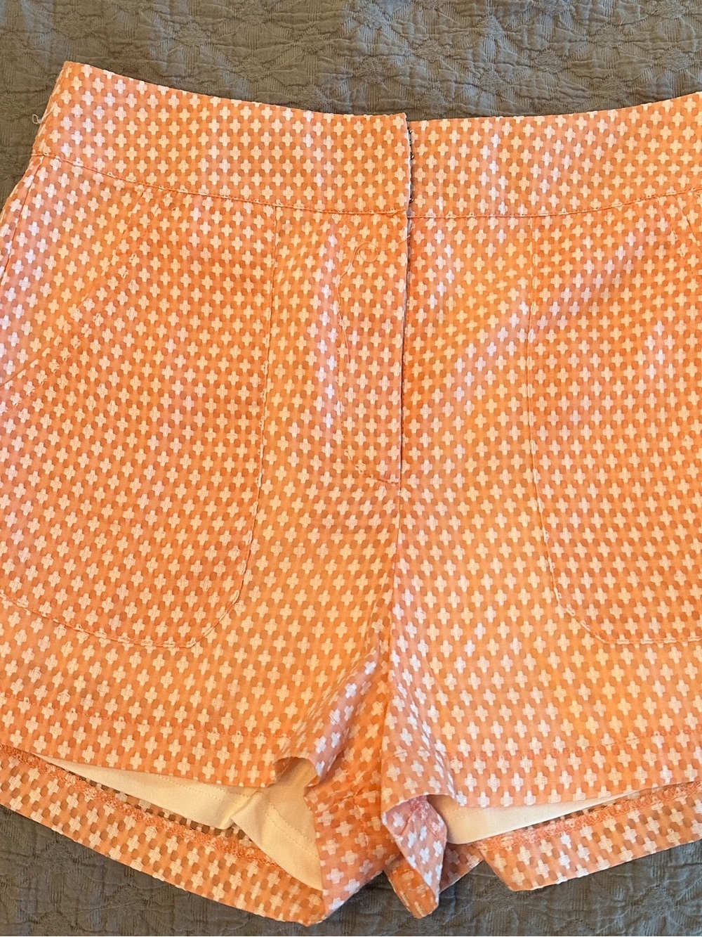 TCEC Peach-Orange High-Waist Patterned Shorts